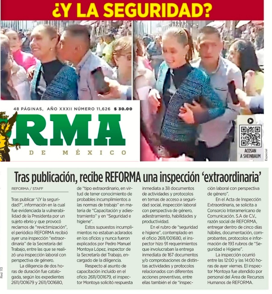 "En México hay libertad"

Dice Claudia Sheinbaum..

"En México no se acosa ni se persigue a nadie"

También dice...

Pues ahora va contra el periódico Reforma y todo por pedir que le den más seguridad..

Así las mentiras de Claudia Sheinbaum..

👇