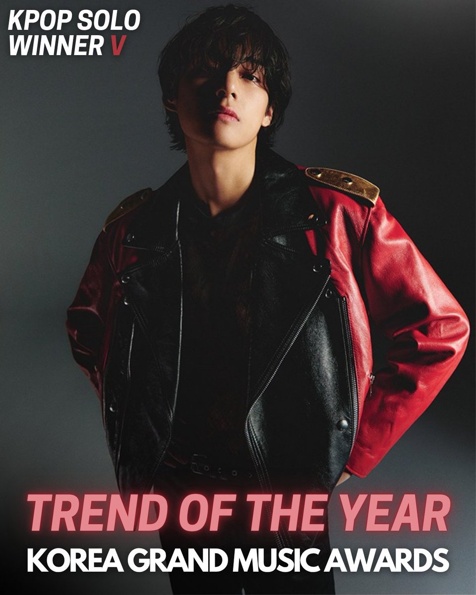 Phenomenal Kim Taehyung emerges on top as the #1 Kpop Solo to be again crowned the ultimate “Trend of the Year” in the major finale for the 2025 Korea Grand Music Awards!

#VGlobalTrendIcon
TREND SOLO FINAL ROUND WINNER V