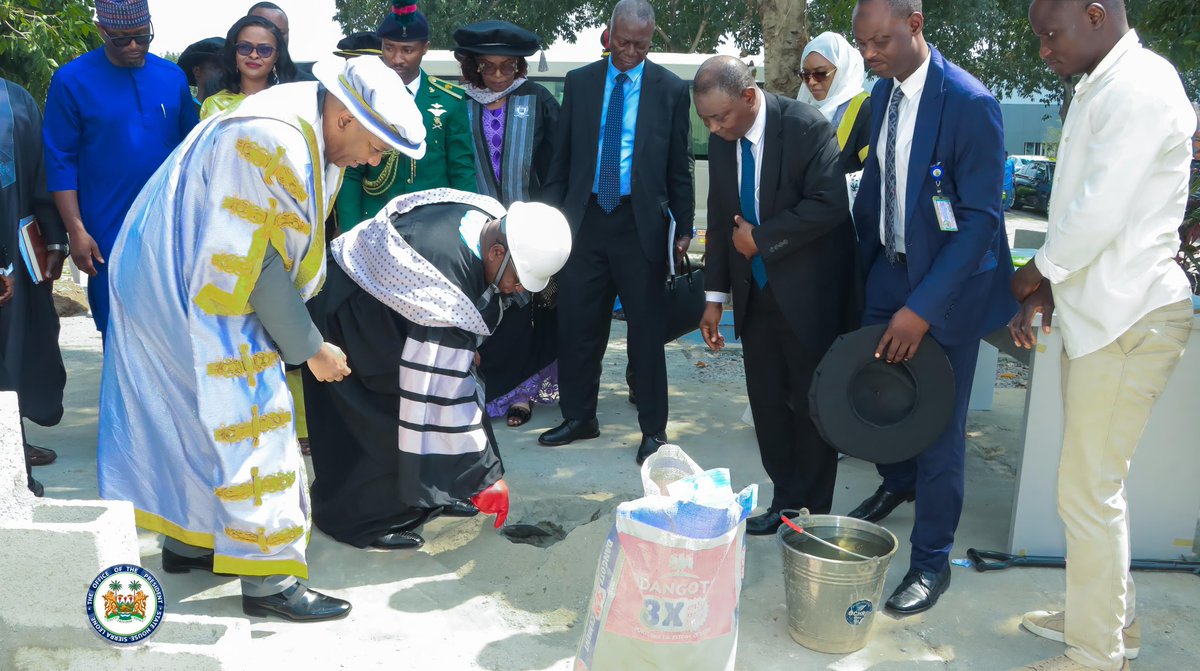julius_maadabio's tweet photo. This afternoon, I had the incredible honor of laying the foundation block of the Julius Maada Bio Postgraduate School at Baze University in Abuja, Nigeria! 

I truly believe in the power of education to transform Africa, and this moment fuels my passion for developing our human capital. I am deeply grateful to the leadership of Baze University for this remarkable honour!