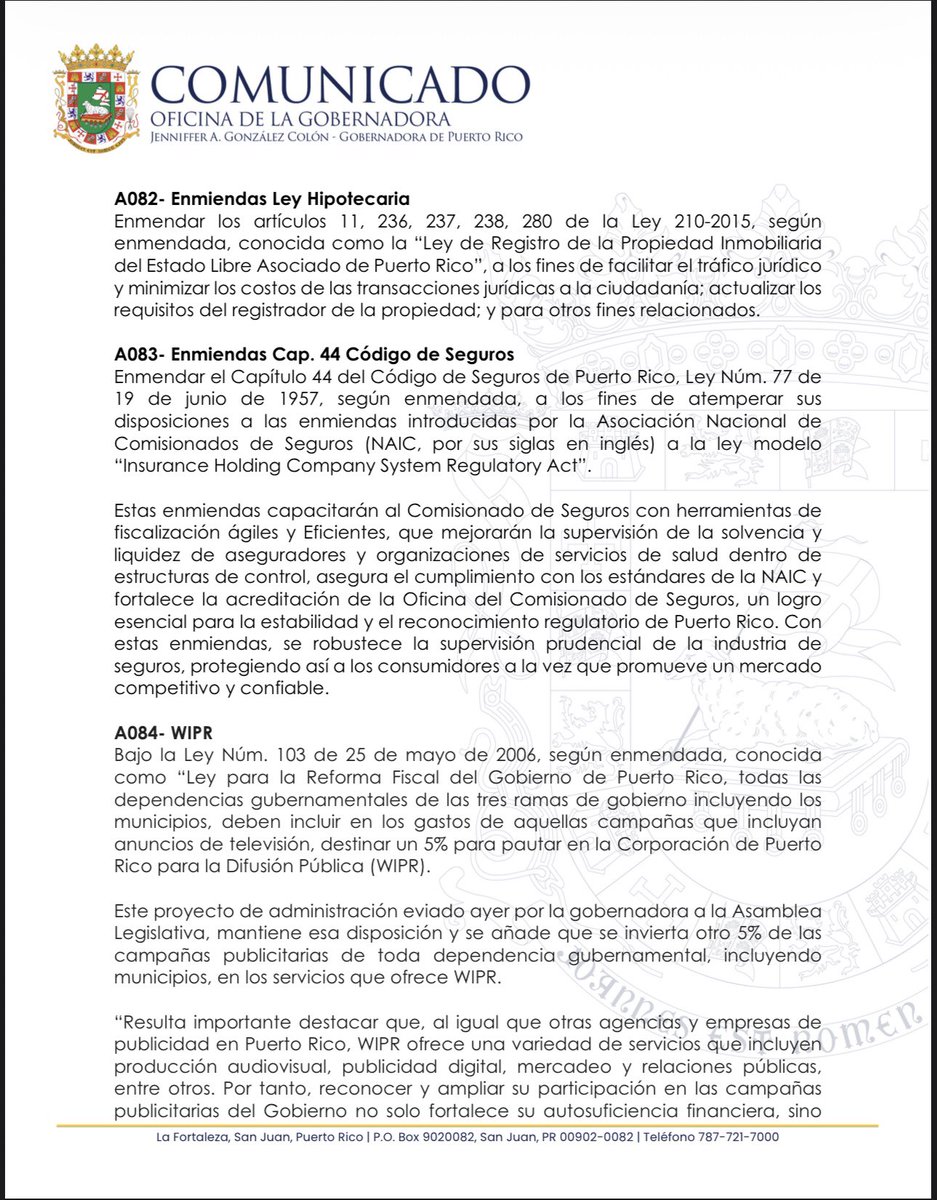 Jenniffer's tweet photo. Comunicado de prensa | Gobernadora firma orden ejecutiva para agilizar la reconexión de servicios esenciales
 
Nueva ley uniforma las comunicaciones de seguridad https://t.co/vvBH6w3Lup