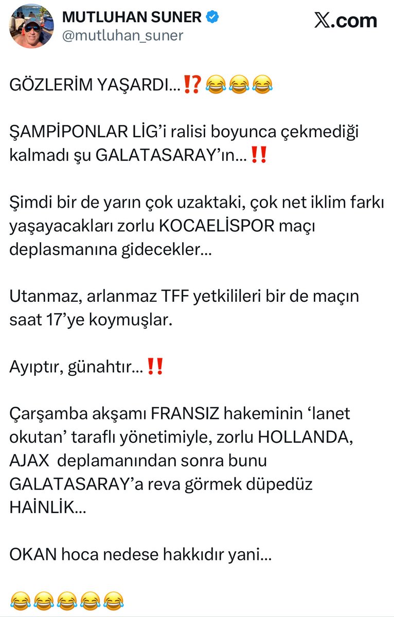 İDDİA EDİYORUM…⁉️

KOCAELİSPOR deplasmanında yarın GALATASARAY puan kaybederse, bugün şu altta yazdıklarımın benzerini söyleyecek ve yazacaklar…

Belki birebir aynısı olmasa bile, aynı kapıya çıkacak yorumlar yapılacak. 

Başta OKAN BURUK..,