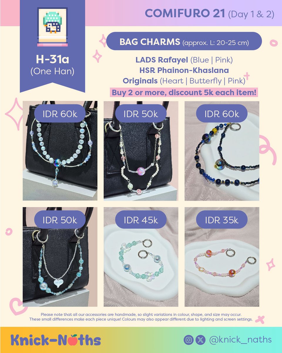 knick_naths's tweet image. I will be making my debut at #CF21!

💜 Table H-31a (One Han)
💘 ICE BSD, Tangerang
💚 15-16 Nov 2025

🤗 Ready stock and OTS only (no Pre-Orders)
✅ DM for booking (limited quantity, first come first served)

#comifuro21  #comifuro #comifuro21catalogue #comifuro21catalog