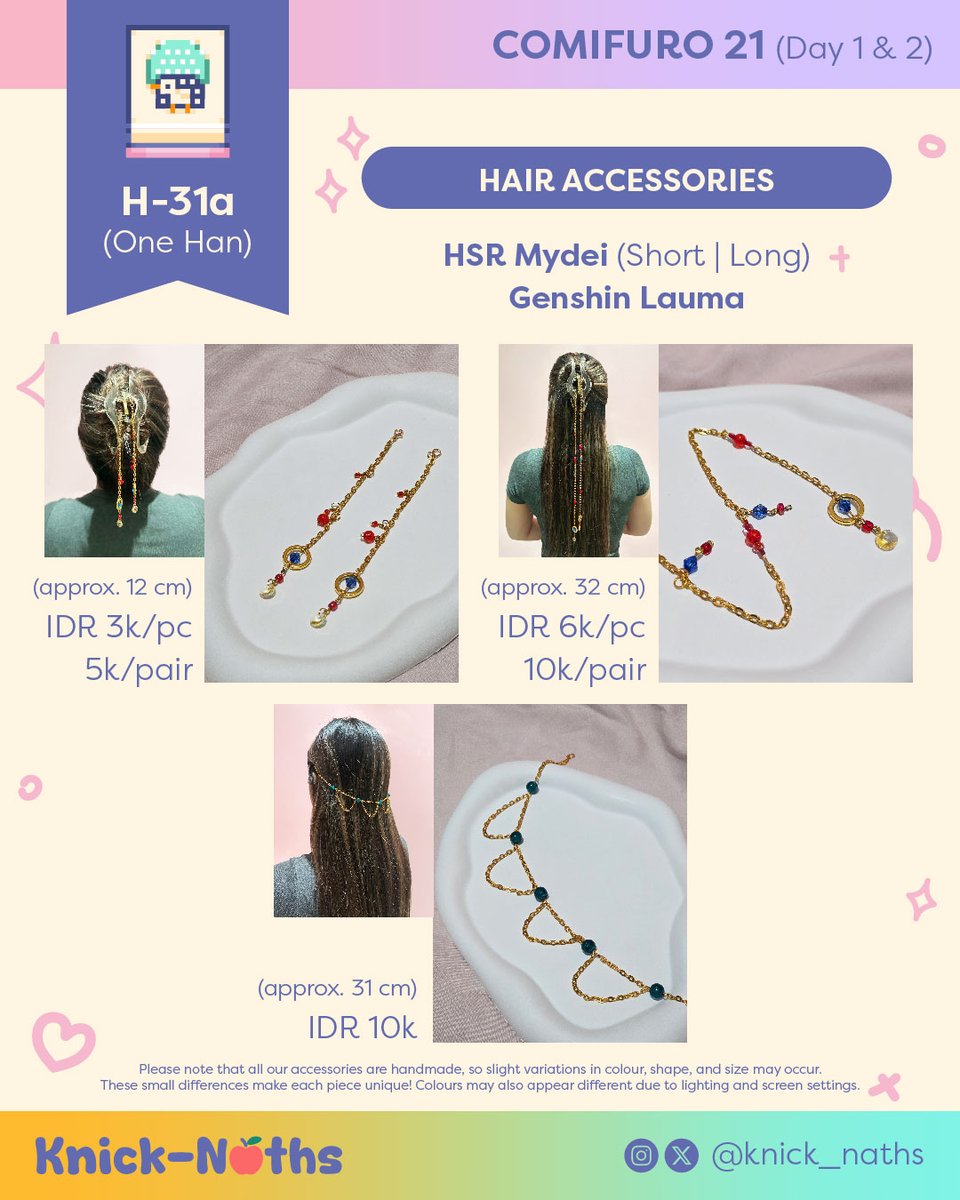 knick_naths's tweet image. I will be making my debut at #CF21!

💜 Table H-31a (One Han)
💘 ICE BSD, Tangerang
💚 15-16 Nov 2025

🤗 Ready stock and OTS only (no Pre-Orders)
✅ DM for booking (limited quantity, first come first served)

#comifuro21  #comifuro #comifuro21catalogue #comifuro21catalog