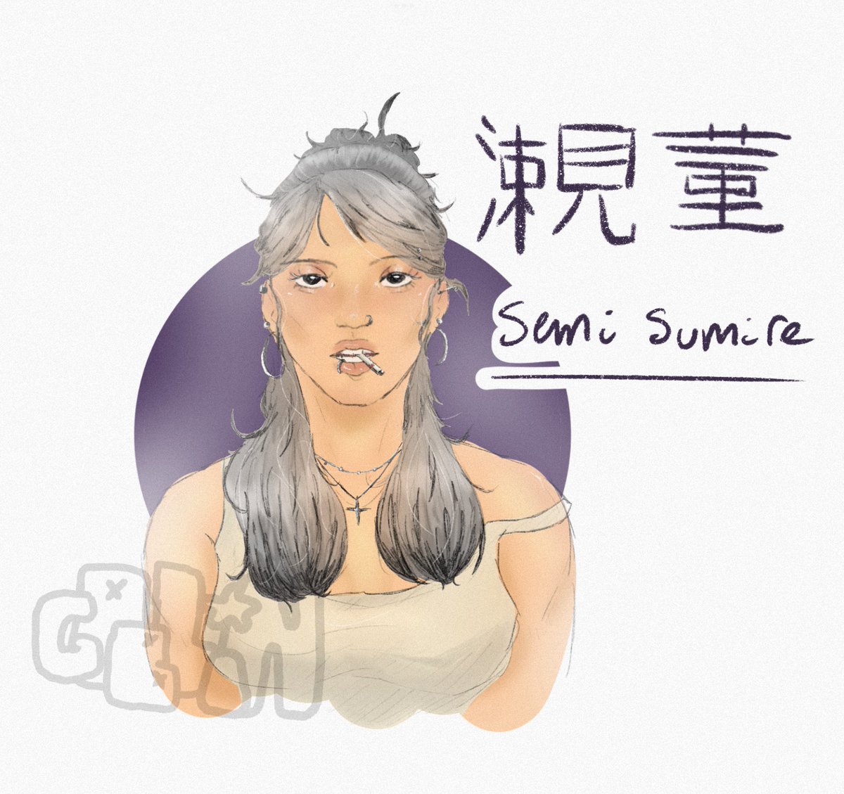 roseg0blin's tweet photo. Genderbent Semi (femi?)-> Semi Sumire (sumire means violet)

Day 4: violet 

Quick and simple one for today but dont yall fret i got plans for these coming days 😼
@semieitafest #semifest2025 #femkyuu https://t.co/7jNk62HDdh