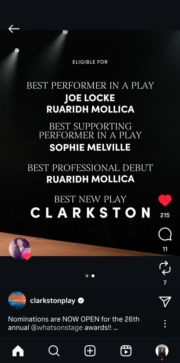 get to work everyone!!!!!!!!
awards.whatsonstage.com