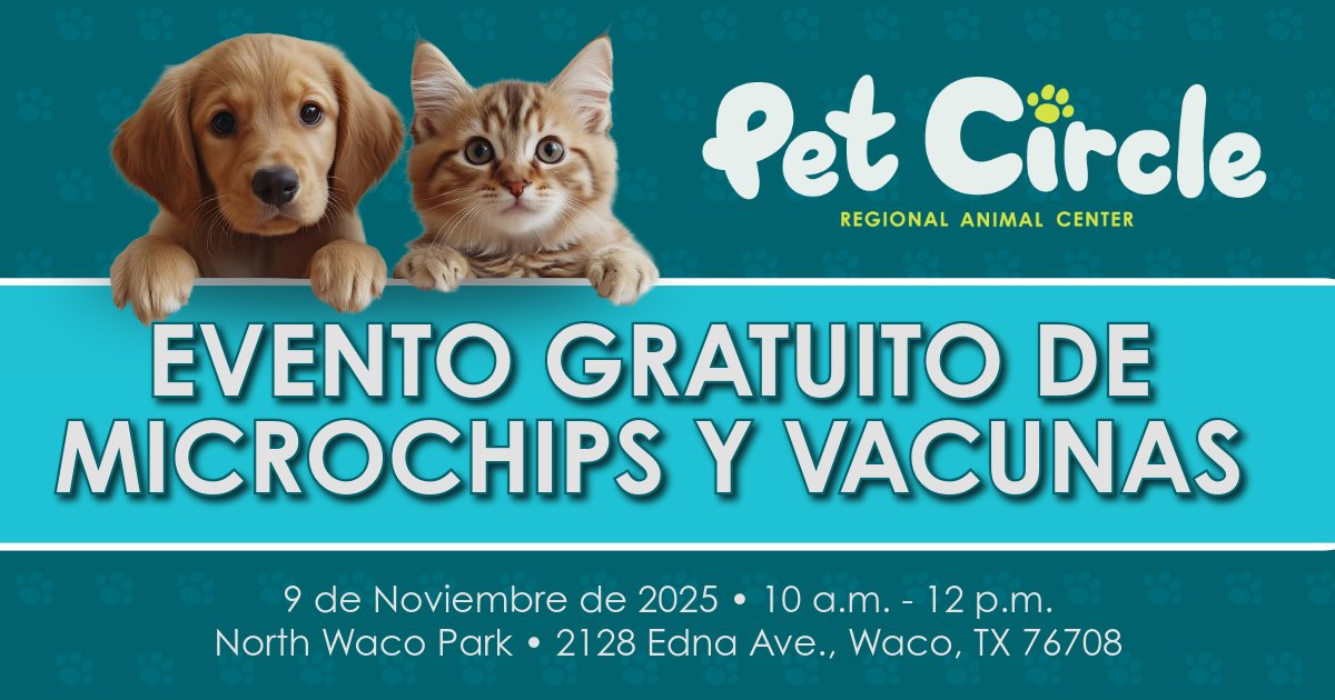 ✨ FREE MICROCHIP &amp; VACCINATION EVENT ✨ Calling all pet owners in Waco city limits &amp; McLennan County. Dress warmly!

📆 TOMORROW, Sunday, November 9th
🕙 10 a.m. - 12 p.m.
📍 North Waco Park - 2128 Edna Ave.
More Info: petcirclewaco.org/Events

#petcirclewaco #wacotexas #wacotx