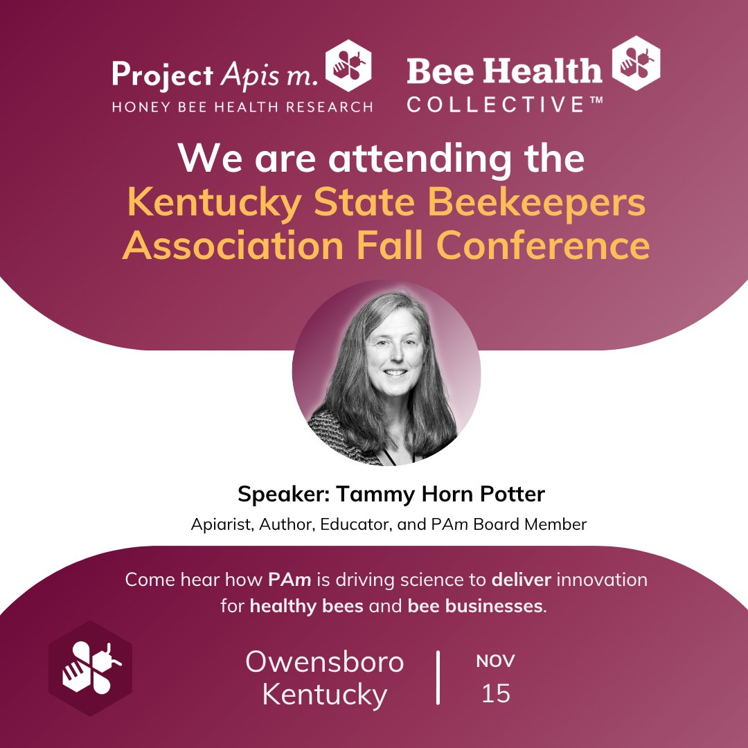 ProjectApism's tweet image. 📅 Nov 15, Owensboro, KY — PAm board member Tammy Horn Potter joins the KY State Beekeepers Fall Conference! Hear how PAm supports honey bee health through research &amp;amp; education.
🔗 kybees.org/event-6069378

#HoneyBeeHealth #Beekeepers #KSBA2025