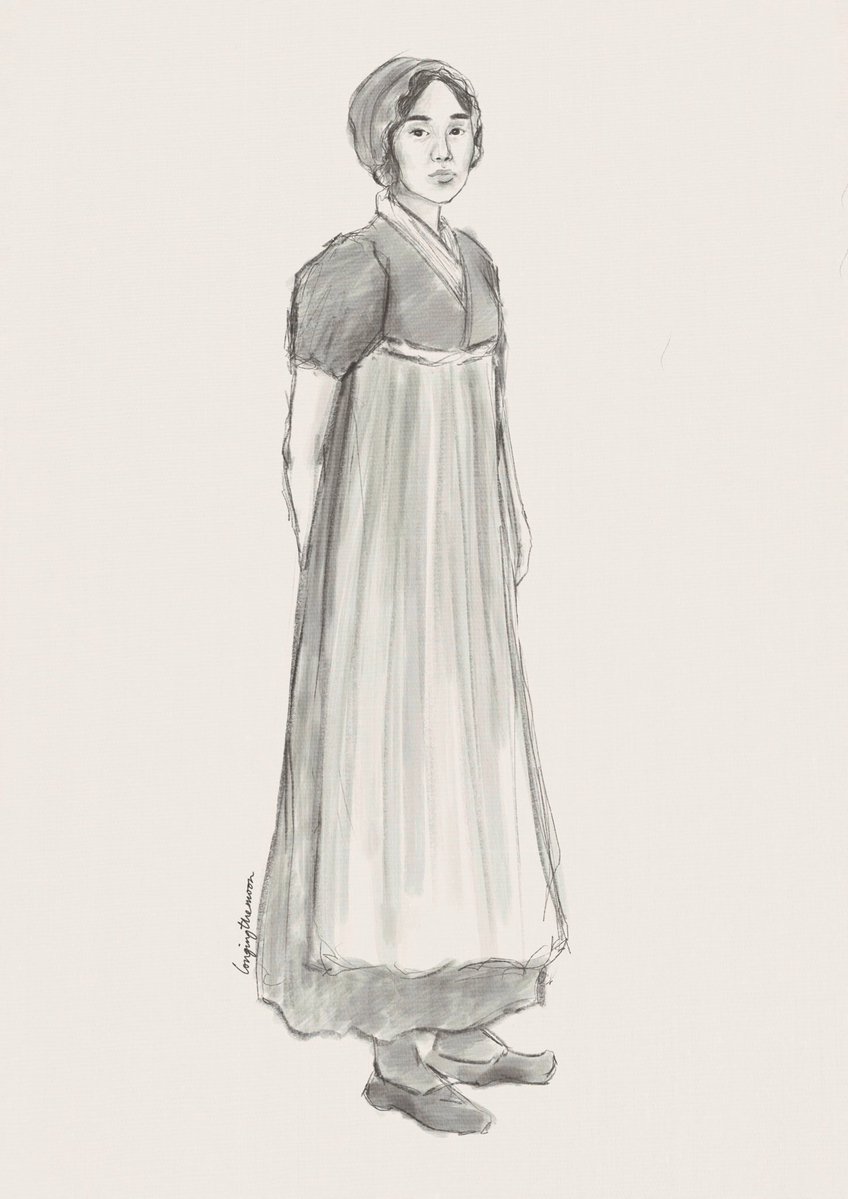 longingthemoon's tweet image. quick sketch of sophie in accurate regency maid clothing