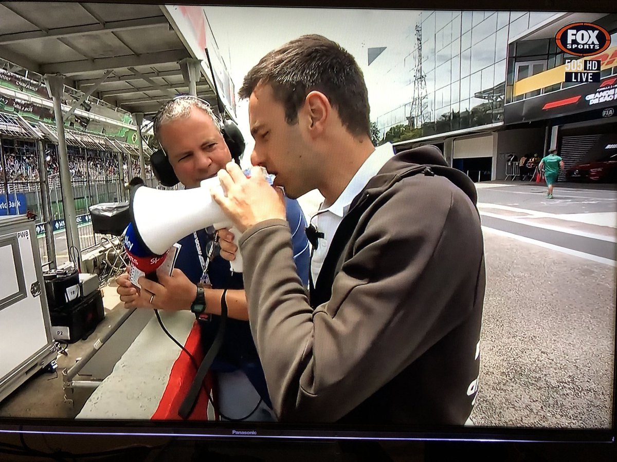 Zuffenhauzzen's tweet image. LOL 😂😂 #Teds #notebook ! We just loved #MegaphoneGate 😂😂. Brilliant segment at the #SaopauloGP #BrazilianGP @SkySportsF1 #SkyF1 @tedkravitz