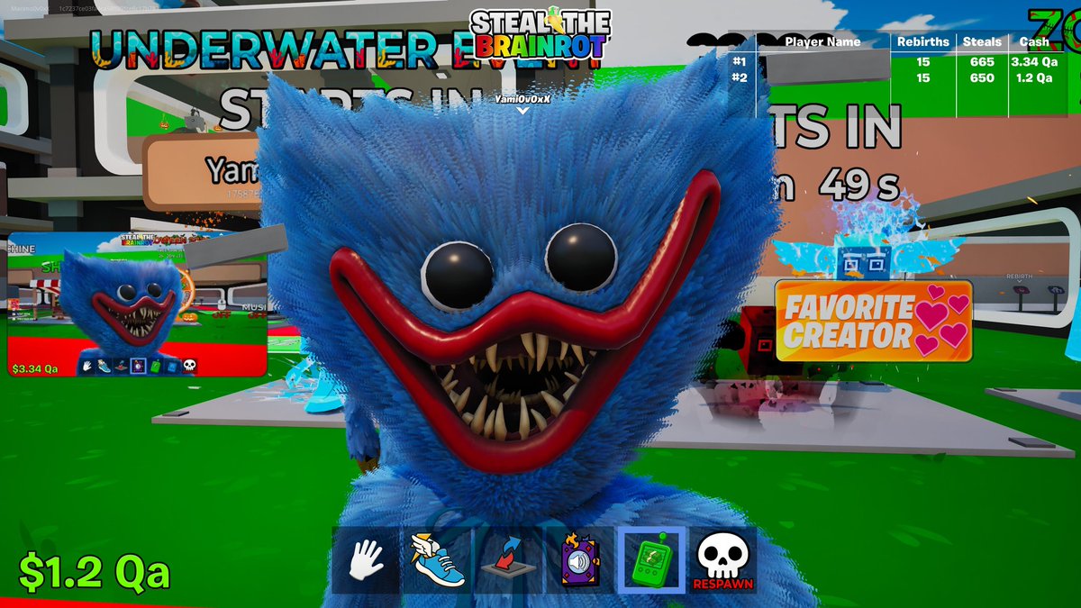 Marimo0v0Game's tweet photo. 相方のハギーワギーのスキンバグってておもろい顔になってて草生えてる。小画面が私の通常ハギーワギー https://t.co/bPUc9yv4DH