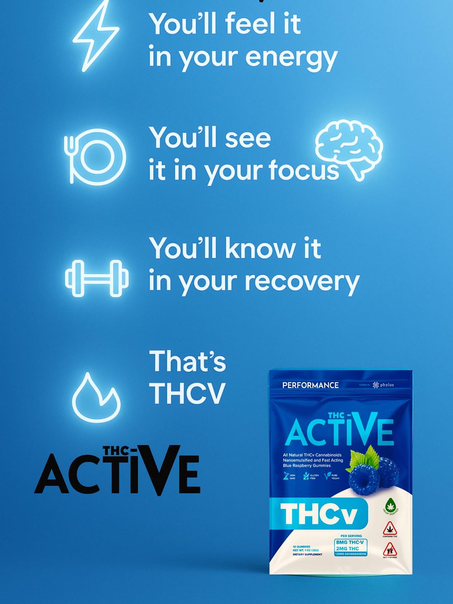 Activethcv's tweet image. Most people know THCV for focus &amp;amp; metabolism… but did you know it can also support circulation and recovery? 👀
Active Performance Gummies = the science of performance in a gummy.
#THCV #ActivePerformance #FunctionalGummies