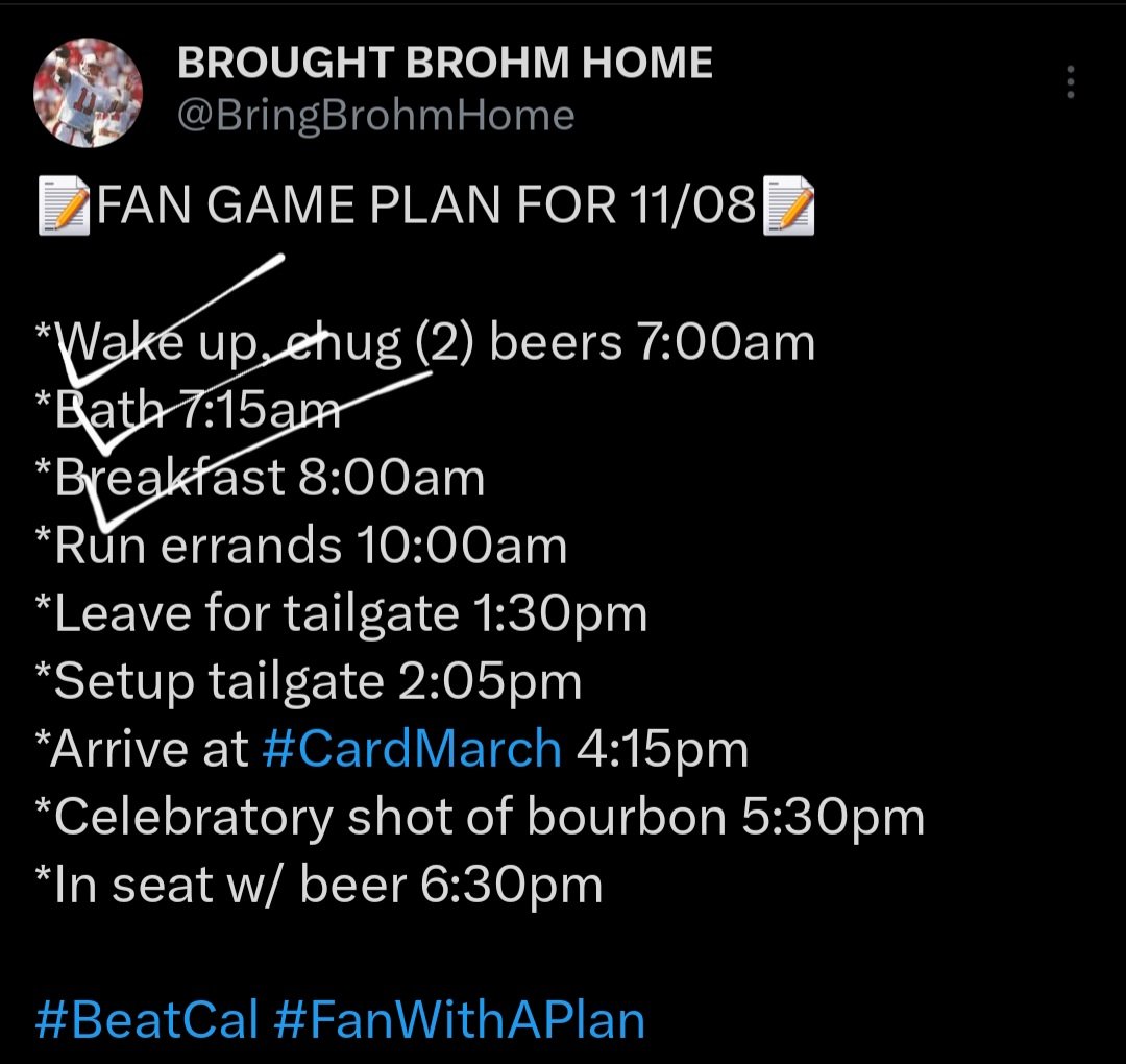 BringBrohmHome's tweet photo. MOVING RIGHT ALONG!
#PlanAndExecute #BeatCal https://t.co/AOq1NlUE53