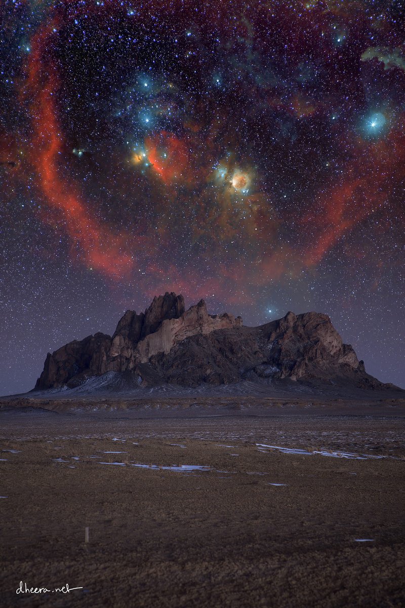 NightSkyToday's tweet image. Orion rising over a volcanic plug in the Navajo Volcanic Field as seen with an 85mm lens and very sensitive camera

- IG:@dheeranet
- Author: dheera on reddit