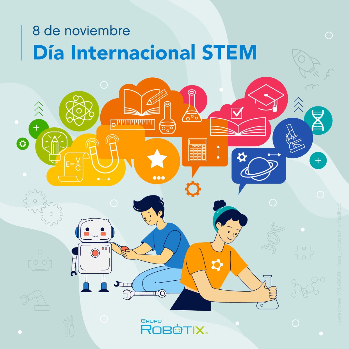 SoyRobotiX's tweet image. ¡Hoy es el Dìa Internacional STEM!

💡 En Fundación RobotiX, reafirmamos nuestro compromiso con llevar la ciencia y la tecnología a las aulas para que más niñas, niños y docentes aprendan creando, explorando e innovando. 🚀
 
#STEM #DíaInternacionalSTEM #EducaciónSTEM