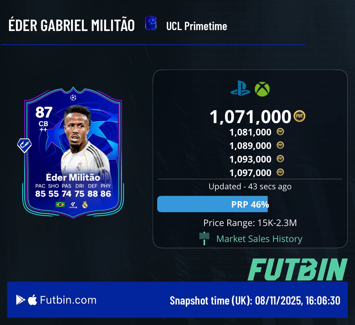 MarcFUTTrader's tweet image. 🚨The Best SBC Right now!🚨

This is great value right now 

30 Primetime cards
5 TOTWs

Don’t sleep on this SBC! It refreshes in 52 minutes! 

So many big pulls! 

👇🏼 Let me know who you get!