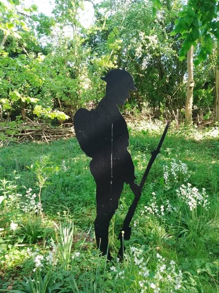 #Tinsoldier photo which inspired the poem #Tinsoldier #metalsilhouette #gardensculpture #Janeairphotos #Janeairpoems