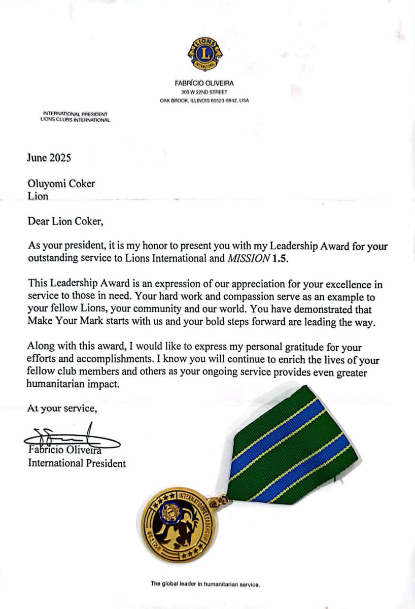 Allroundcomms's tweet photo. Lion Oluyomi Coker Dedicates International President’s Leadership Award To Abuja Metropolitan Members. Credit: Edu-biz-news. #lionsclub #abujametropolitanclub #yomicoker @lionsofficial @lionsclubs @LionsCricNews @lionschess @LionsClubsBI @LionsClubsIndia @LionsClubs404A1 https://t.co/ncd3m3v7lh