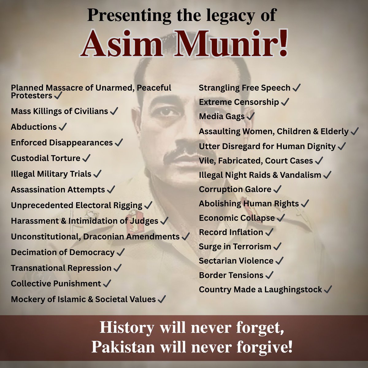 Forget Bajwa and Asim for a minute and think of the fundamental problem in the power structure of our country!

How can a country allow this many alleged crimes without anyone being able to stop? The courts, the lawyers, the parliament, political parties, human right orgs, civil