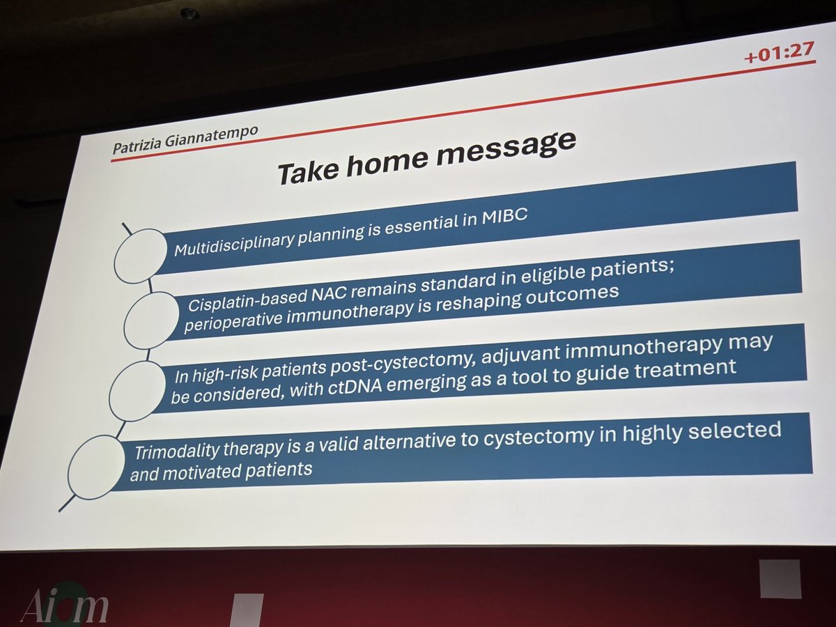 DrIacovelli's tweet image. @giannatempopatr made a great lecture on #MIBC at 🇮🇹 #AIOM25 integrating experience, with trials knowledge and vision on this area.
@AIOMtweet @urotoday @urotoday @OncoAlert @oncodaily