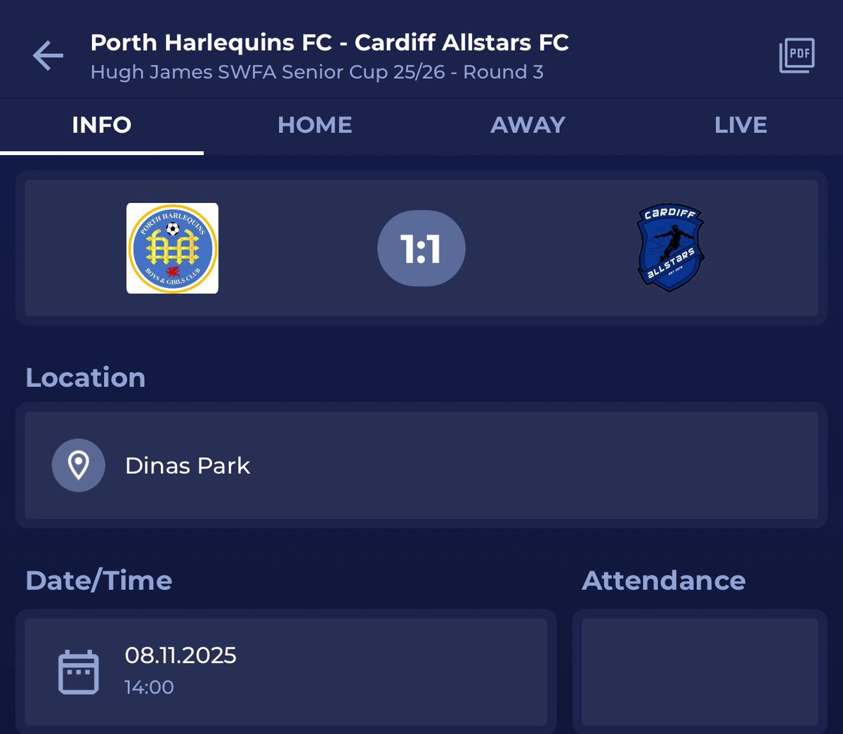 Full Time result 

Jensn Suckecki ⚽️

We progress to round 4 after winning on penalties 
 🔵🟡🟣