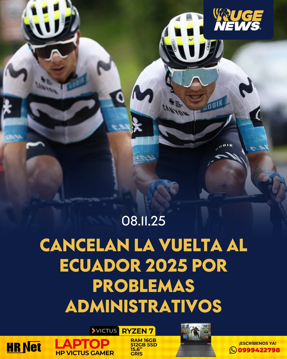 La Federación Ecuatoriana de Ciclismo suspendió la Vuelta al Ecuador, la Femenina y la de la Juventud 2025 por “ajustes administrativos”. La medida busca reorganizar la institución tras el cambio de interventor. #CiclismoEcuador #Vuelta2025 #RugeNews