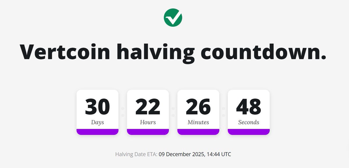 Only 30 days, 22 hours until the Vertcoin halving!!!

<a href="/CoinbaseMarkets/">Coinbase Markets 🛡️</a>   #Coinbase   <a href="/BitPay/">BitPay</a>   #Crypto