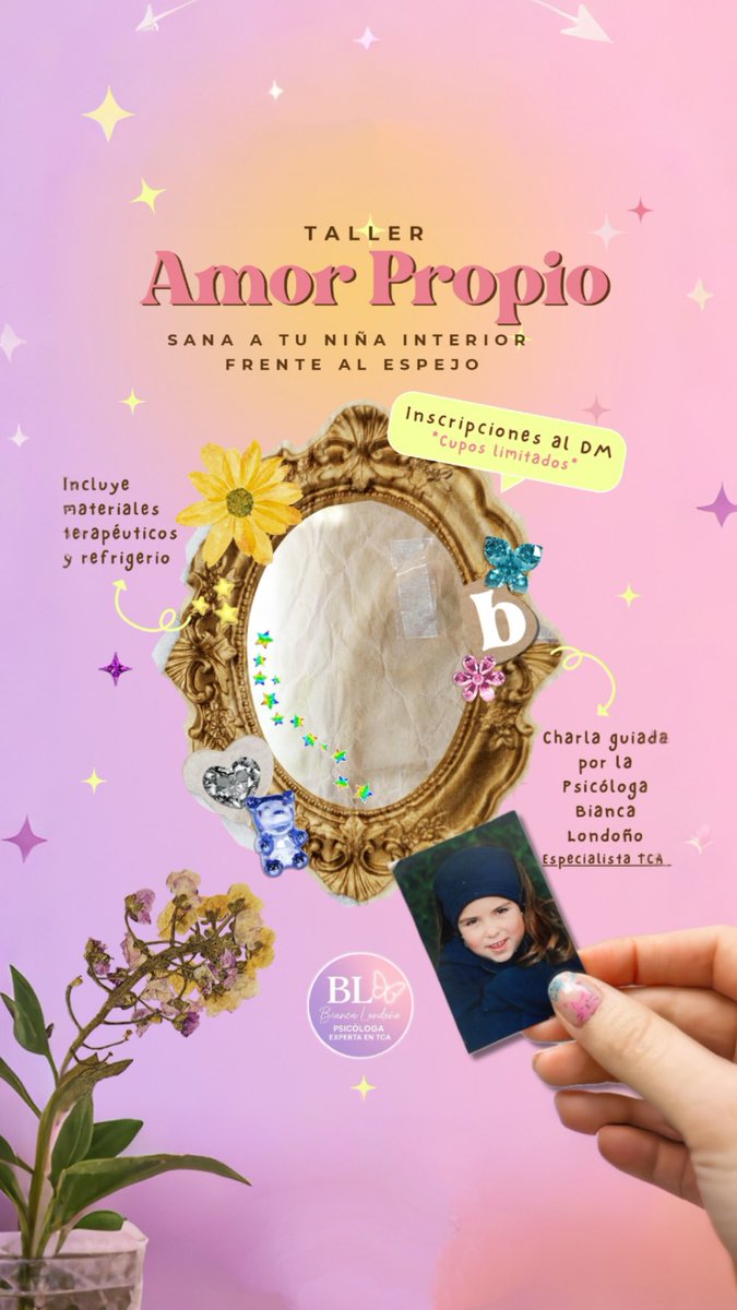 BiankiPlace's tweet photo. TALLER TERAPÉUTICO: SANA A TU NIÑA INTERIOR FRENTE AL ESPEJO ✨

¿Te cuesta mirarte al espejo sin juzgarte?
Muchas veces no vemos lo que somos… sino lo que nos hicieron creer.

🔜Cupos limitados. Escribe “Taller” para más info o reservar tu lugar 💌 https://t.co/iid72zP0cs