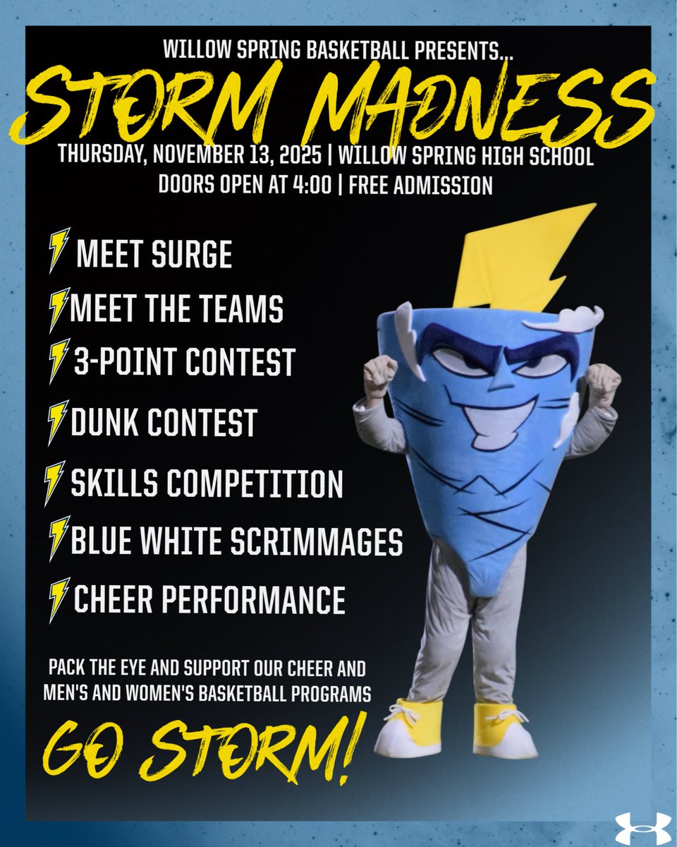 coachpoteat's tweet photo. The Inaugural “Storm Madness” Pre-Season Kickoff. Pack “The Eye” and get a first glance of @WS_Storm_MBball @WS_Storm_WBall Programs, along with one of the best Cheer Programs in the State @WS_Storm_Cheer
#ChapterV⚡️ https://t.co/gejRsGDPZa