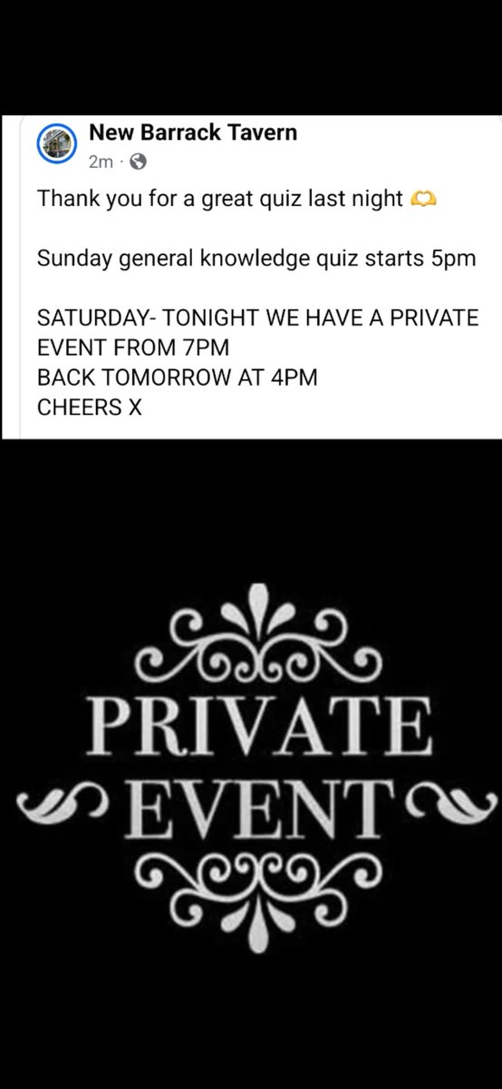 NewBarrack's tweet photo. Private event tonight 7pm ....don't worry back 4pm tomorrow with our general knowledge quiz 5pm #functionroom #familyrunpub #familybusiness #Communityhub #communitypub #publife #supportlocal #S6 #Hillsborough #Sheffield #thankyou https://t.co/b3awk1Blct
