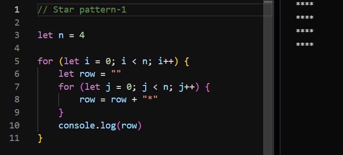 code_faizan's tweet image. ✅Day 3 (DSA only)

Today was pattern day 🌟
✅Practiced star/pyramid patterns
✅ Nested loops logic
✅ Improved problem-solving mindset