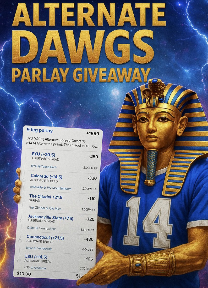 KingTuTSports's tweet image. LETS SEE IF THE DAWGS CAN COVER

$50 TO SOMEONE IF THIS IS A WINNER

MUST LIKE &amp;amp; FOLLOW @KingTuTSports 

@DoctorSports33 @DoctorsportsHQ #TD #cover #NCAA #CollegeFootball #winner #fyp #fypviraltwitter #fypシ #fypage