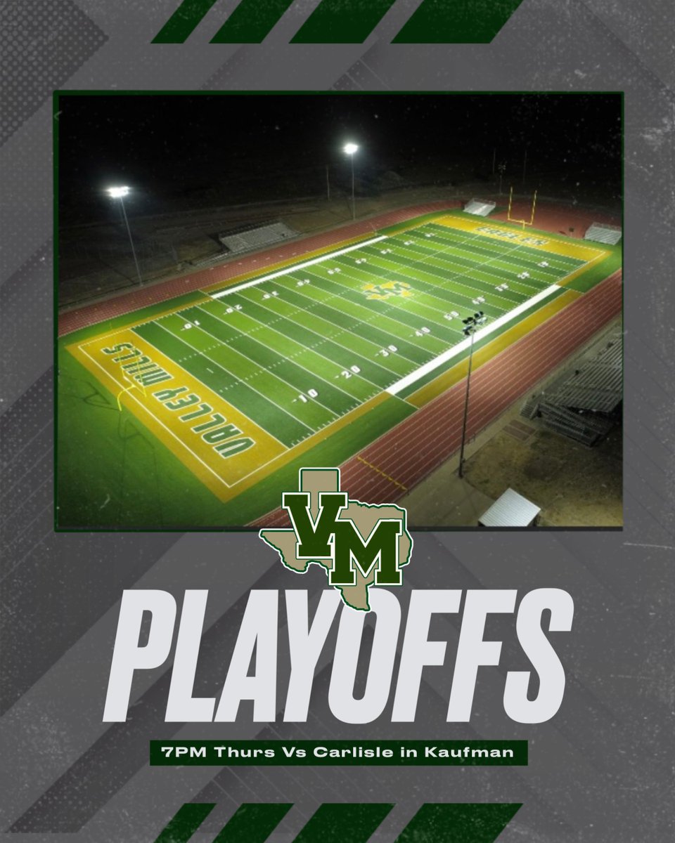 VM_Athletics's tweet photo. 🚨It's Playoff Football Time🚨

Our Favorite Eagles🦅 will travel to Kaufman on Thursday Night to take on the Carlisle Indians @ 7 PM.

Tickets will be $5 &amp; $3, with THSCA, District, &amp; Senior Passes Accepted.

Lions Stadium 3205 S Houston St Kaufman, Tx 75142 https://t.co/nBHFqgStal