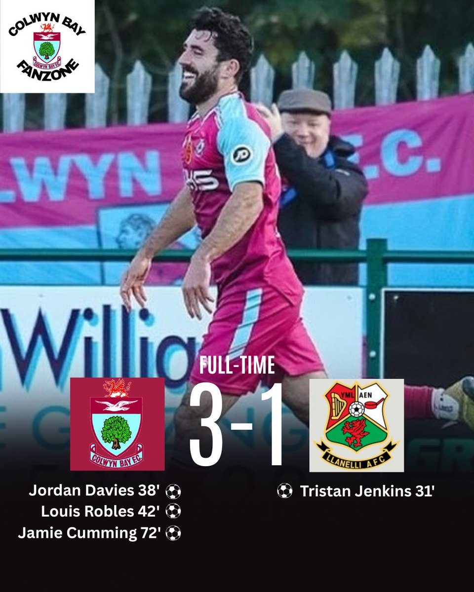Colwyn Bay win 3-1 against Llanelli Town.