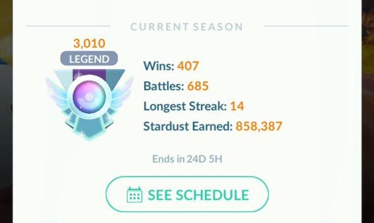 DHMorato98's tweet photo. Una temporada más logrando el objetivo 🥳
Este team me ayudó a subir desde los 2600s hasta Rango Leyenda en tres días de la Copa Jungla, ggs a todos mis rivales y gracias al coach @TzSpenx por el apoyo a lo largo de la temporada. 

#PokemonGo #GBL https://t.co/gPqIt3YaOa