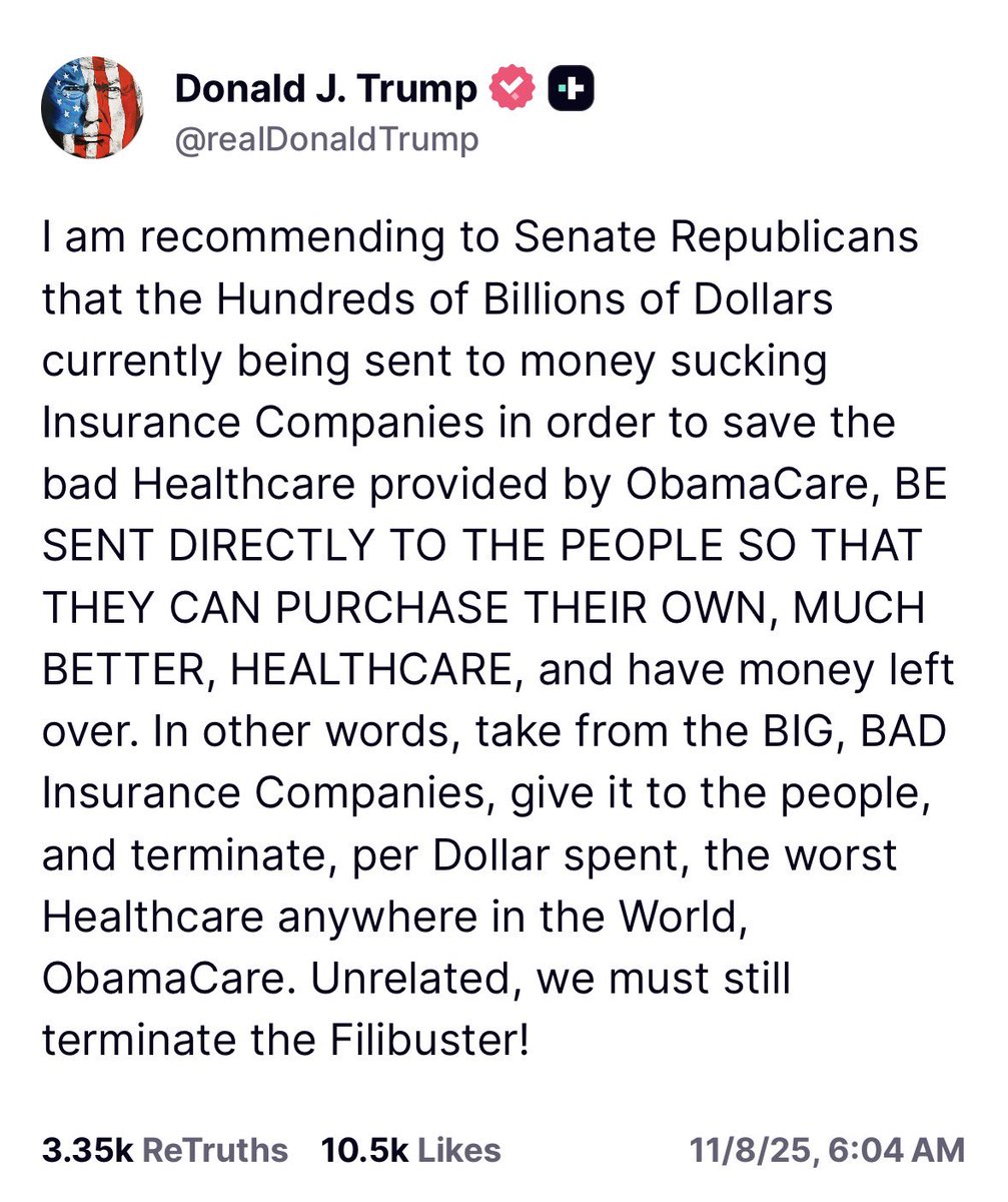 MarshaBlackburn's tweet image. Totally agree with President @realDonaldTrump. Health savings accounts and across state line purchases are the way to go.