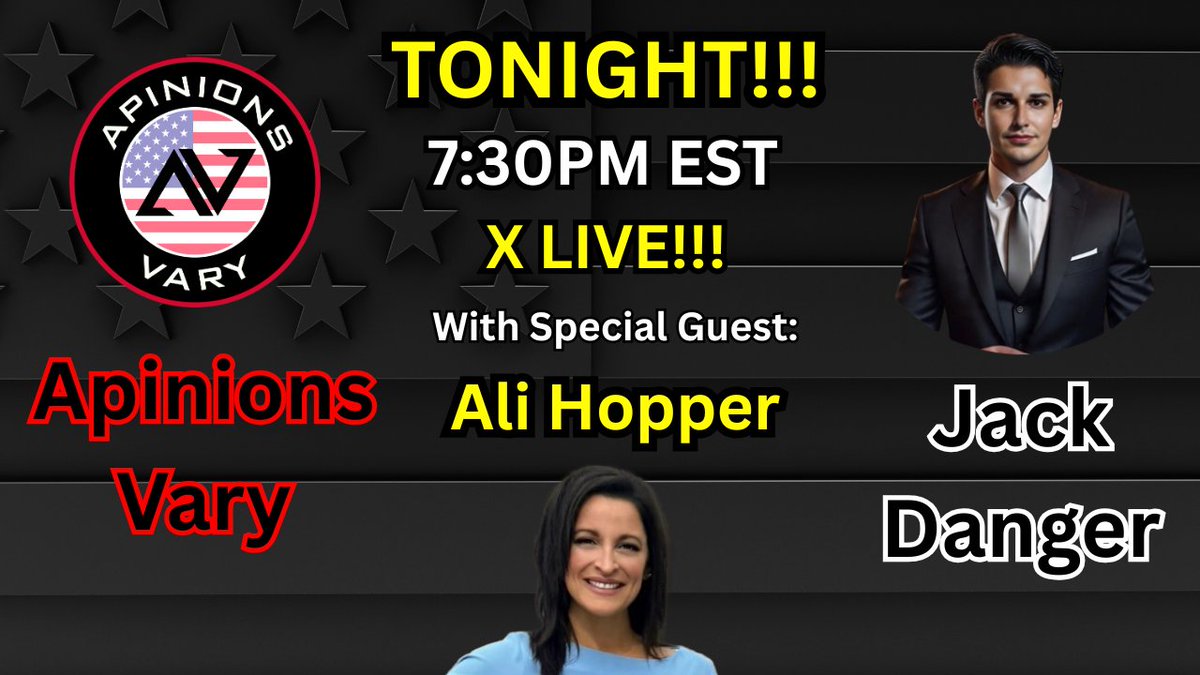 Join me and Jack Danger <a href="/JackDangerLIVE/">Jack Danger</a> TONIGHT for an X Live with special guest Ali Hopper <a href="/ali_hopper/">Ali Hopper</a>, President &amp; Co-Founder of GUARD Against Trafficking. Join us at 7:30 PM EST. See you there!
