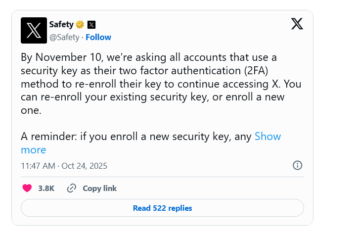 idk how many of you use 2fa to log in to twitter but check the settings or you can get locked out