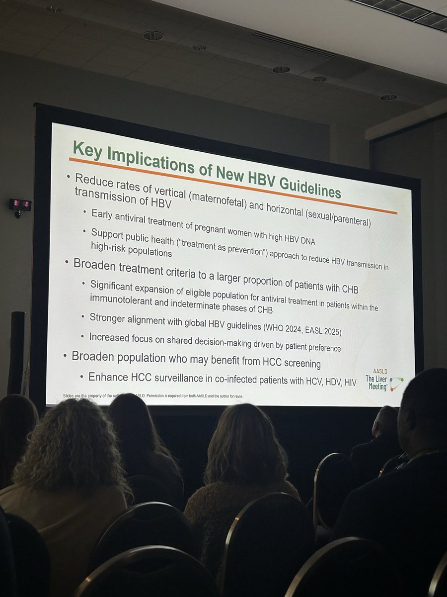 ClaireSFaulkner's tweet photo. Full house (tuning in from the overflow room) at #TLM25 learning about the brand 🆕 hepatitis B guidelines with Dr. Joseph Lim! @AASLDtweets https://t.co/LBBJz9NFvD