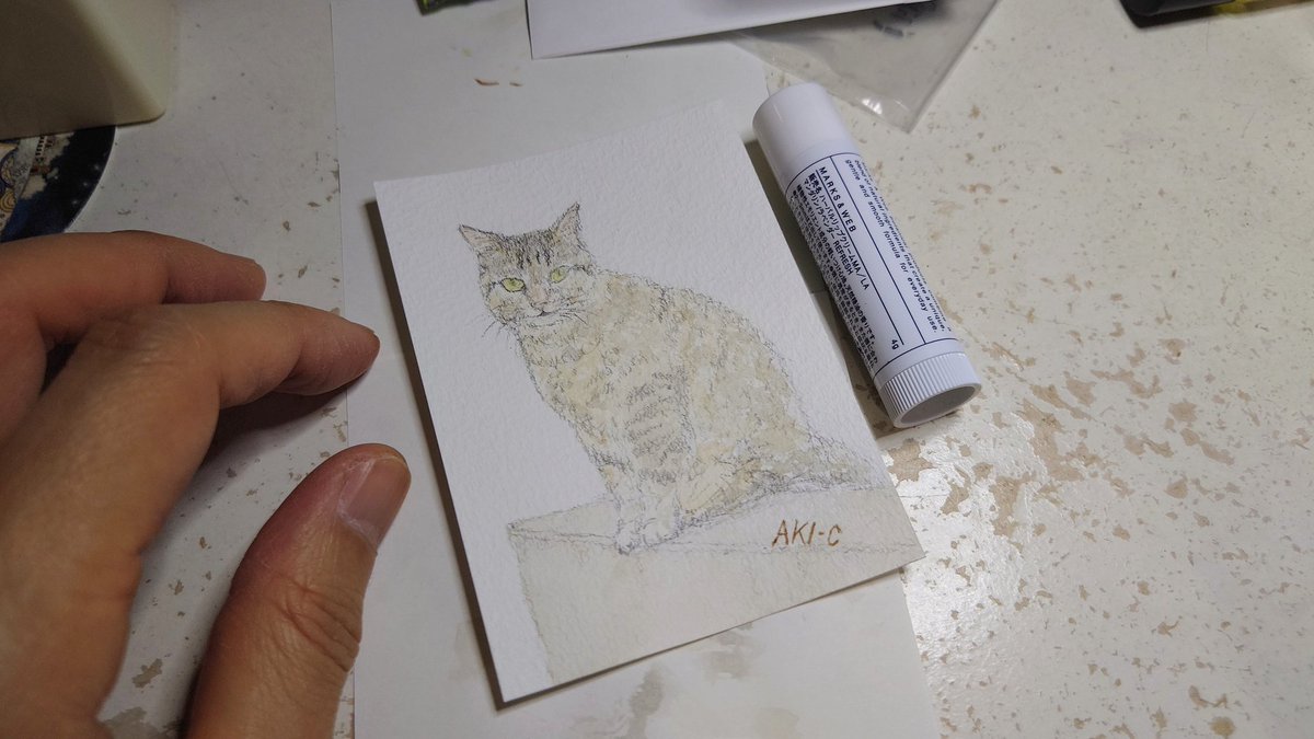 Akiサイン　「ファッション」　鉛筆デッサンに水彩画　　真作 Akiサイン 「ファッション」 鉛筆デッサンに水彩画 真作