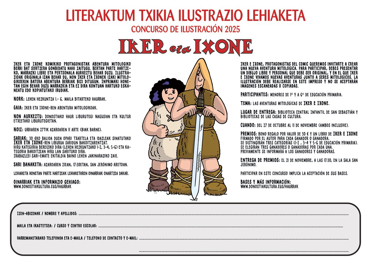 DK_Liburutegiak's tweet image. V. Literaktum Txikia Ilustrazio Lehiaketa. Marrazkiak entregatzeko azken eguna, azaroaren 11a.