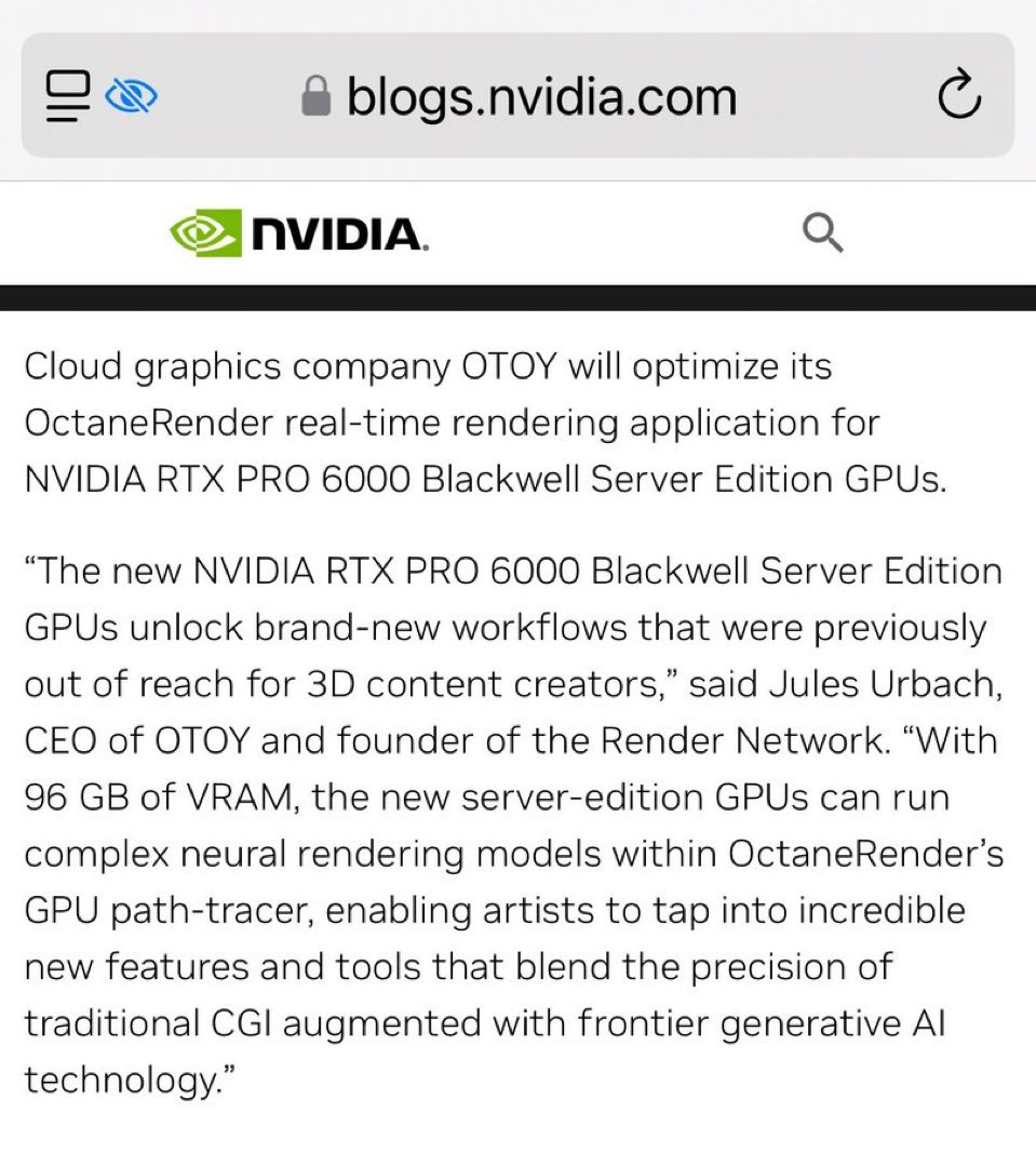 $RENDER is the only crypto project with an official statement from NVIDIA