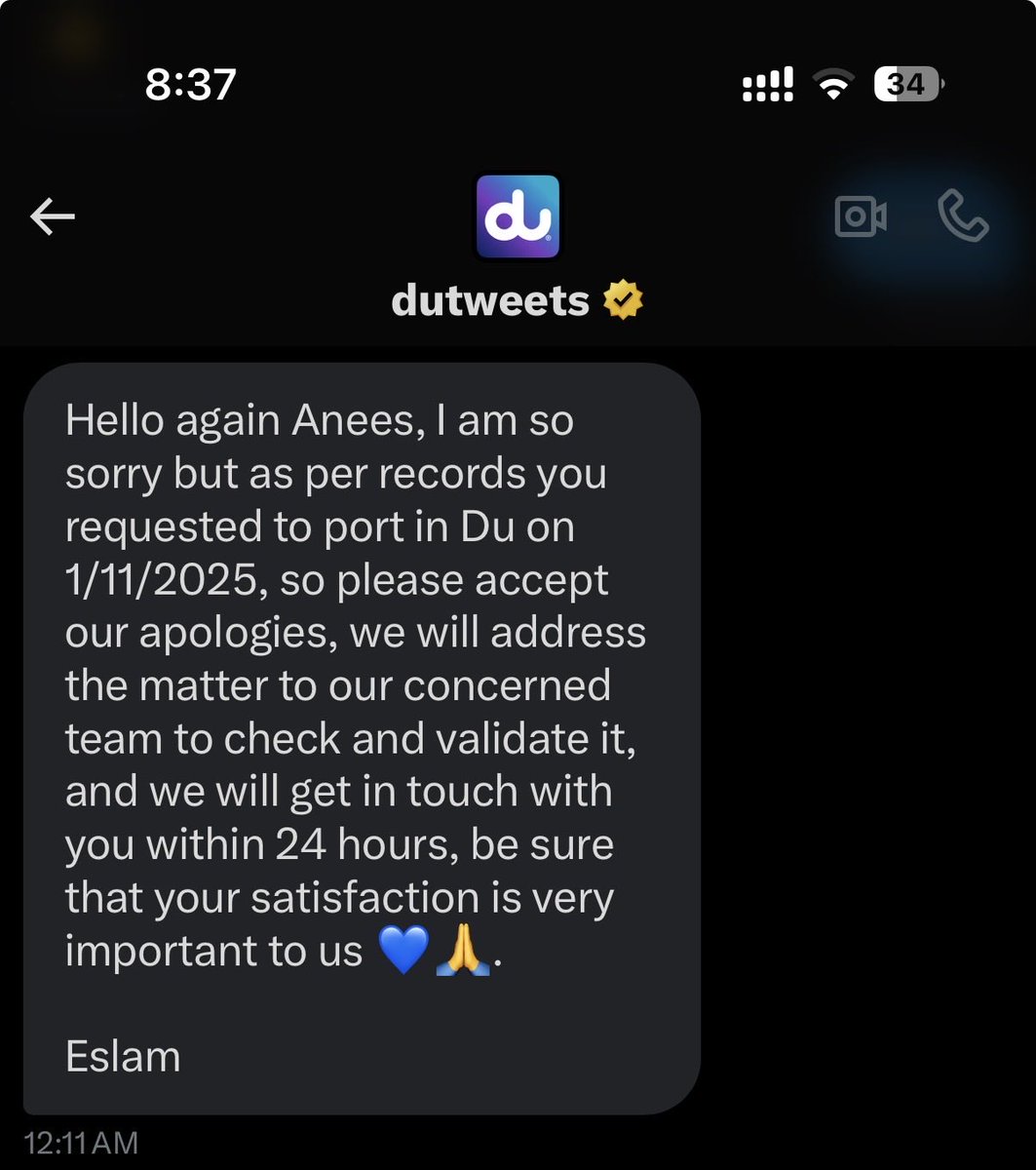 anees_bransense's tweet photo. @dutweets 
How is Du still operating in the UAE with a team like this?! You are not able to port a prepaid number in 10 days? Such a simplest thing. #DonotDu. https://t.co/ahiCZ1eHHC