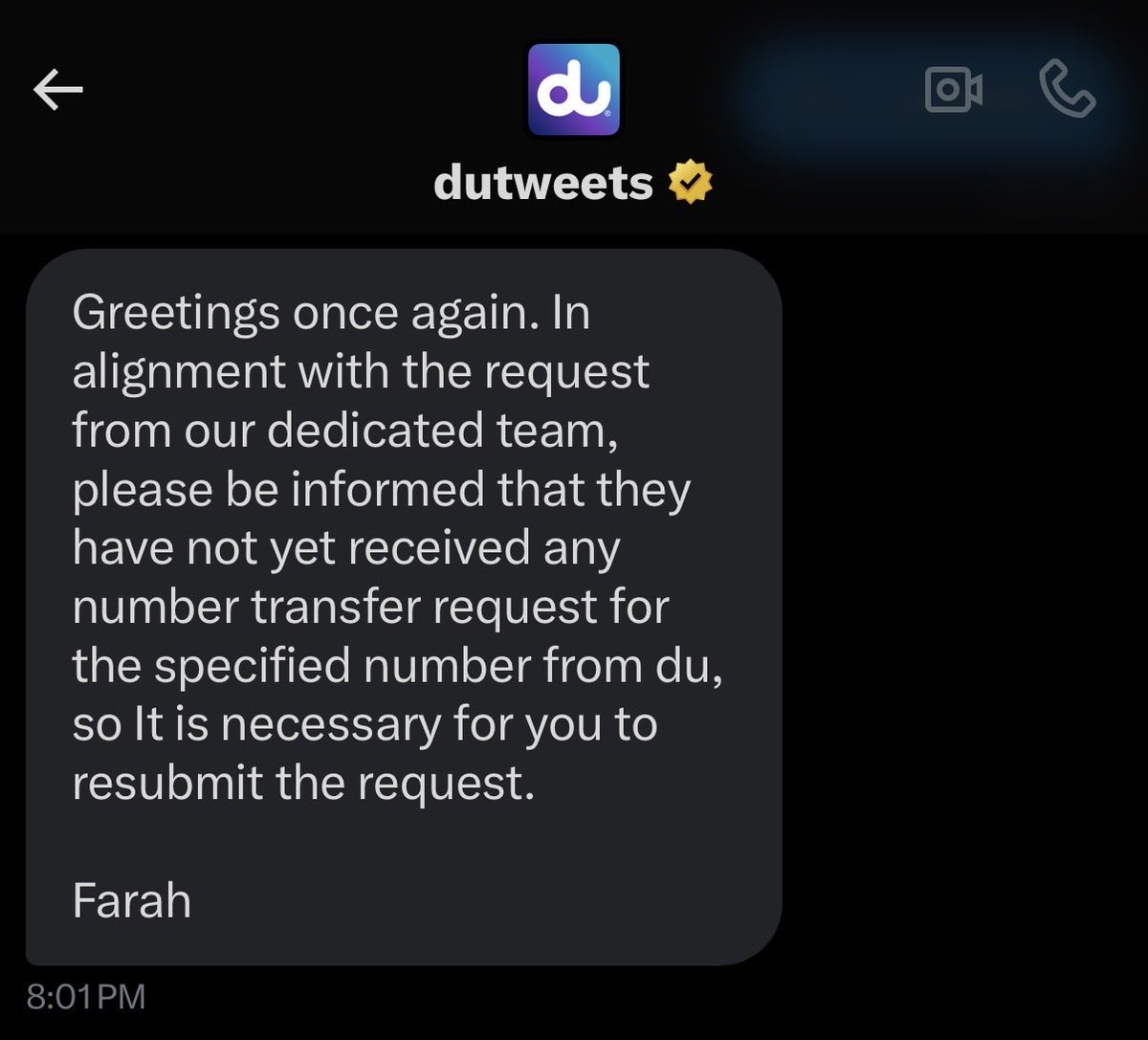 anees_bransense's tweet photo. @dutweets 
How is Du still operating in the UAE with a team like this?! You are not able to port a prepaid number in 10 days? Such a simplest thing. #DonotDu. https://t.co/ahiCZ1eHHC