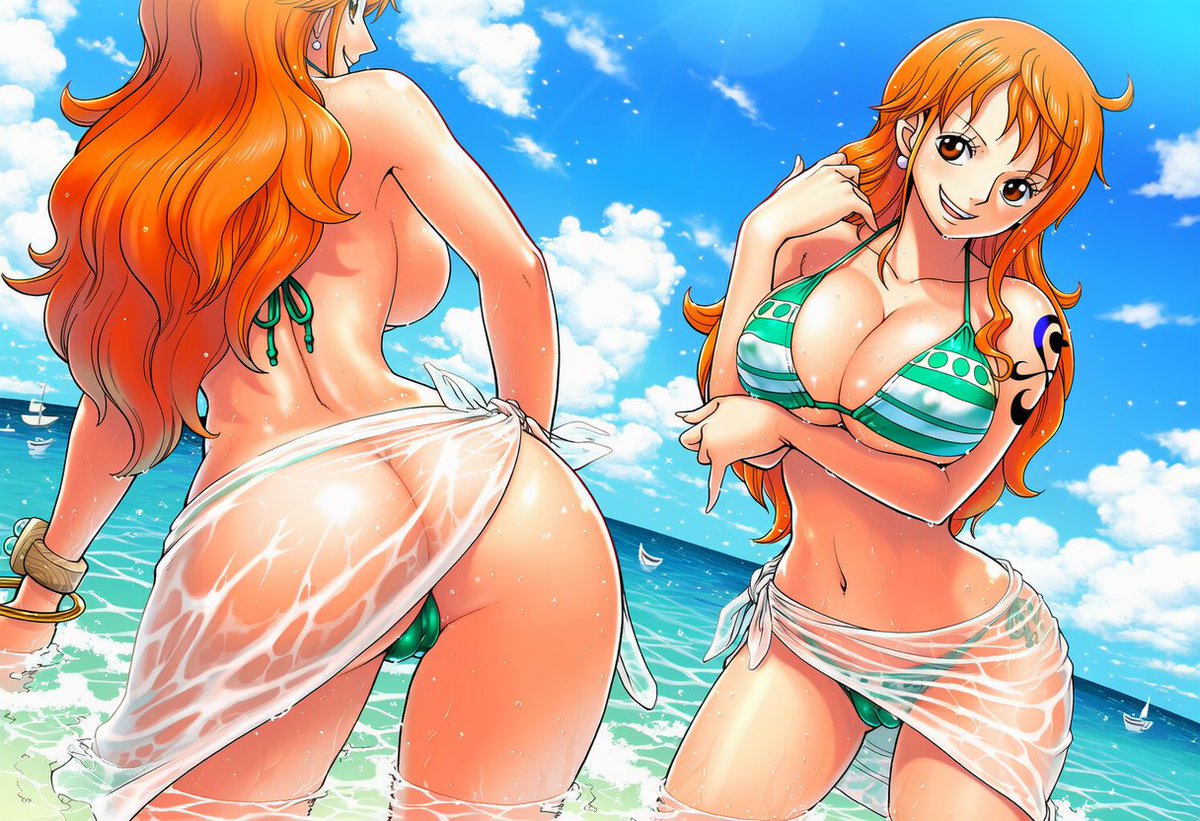 TheLustyCrew's tweet photo. Beach day with our favorite navigator 🌊✨
#nsfw #nami #ONEPIECE https://t.co/rmmoWC19KT