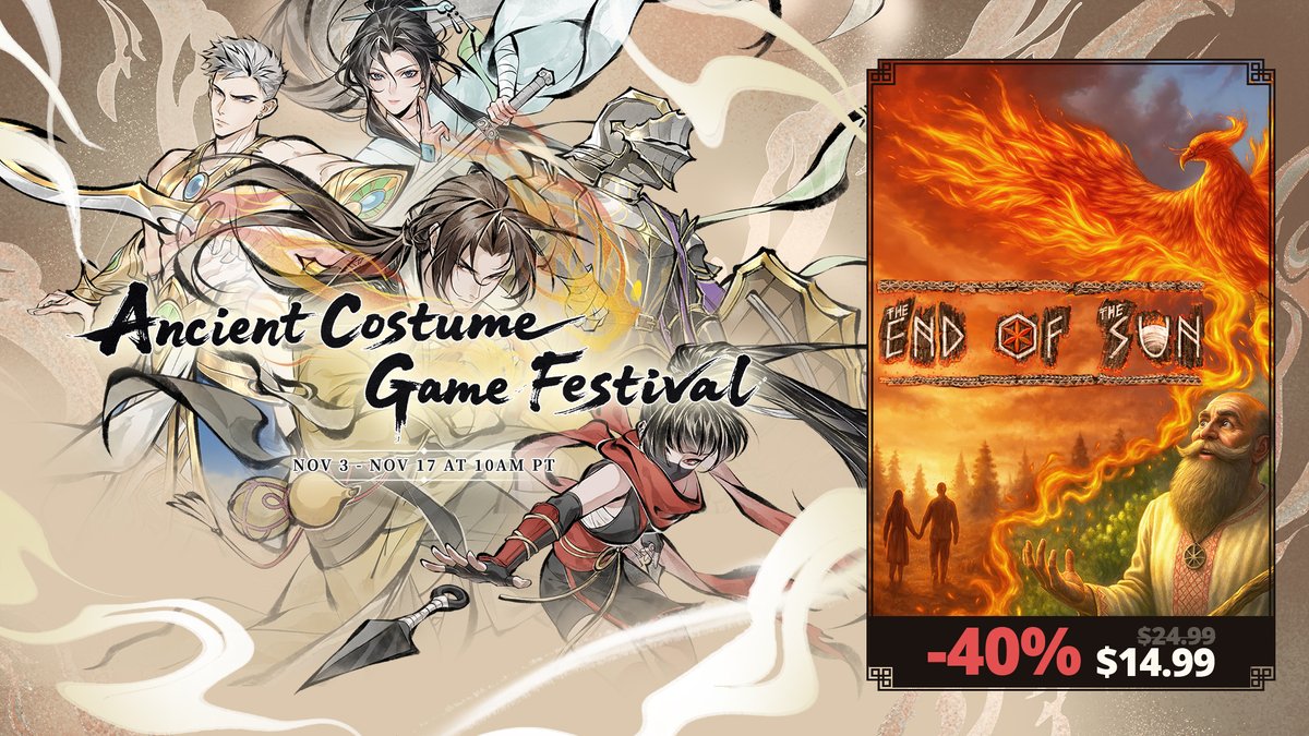 endofthesungame's tweet photo. We’re thrilled to be part of the Ancient Costume Game Festival on #Steam🔥
Enjoy a limited-time discount – 40% 

Explore ancient Slavic rituals, a forgotten village, and mysterious stories shaped by the passing seasons.

✅Steam: https://t.co/goXuYVEPhI

#gamedev #indiegame #game https://t.co/qbFwcN51RX