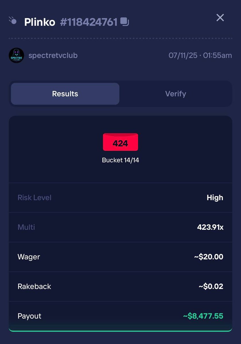 Crazy hit on plikno off-stream 
To celebrate, I'm doing a $25x4( 4 winners 25$ each) Giveaway 

❤️Like
🔁Retweet
👥Tag 2 friends
Picking ton of participants on stream, slots call if slot pay 2x or 150x spins i will spin wheel for prize
Join and win!
kick.com/spectretvclub