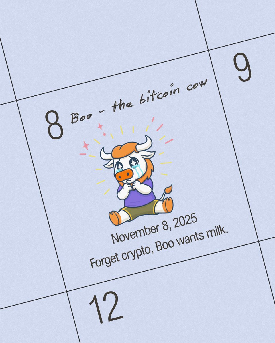 BooStackbits's tweet photo. 𝐁𝐨𝐨 – 𝐓𝐡𝐞 𝐁𝐢𝐭𝐜𝐨𝐢𝐧 𝐂𝐨𝐰’𝐬 𝐃𝐚𝐲 𝐎𝐟𝐟 🐮

Today, @BooStackbits   the @Bitcoin  cow -decided to take a break from the financial world.

Charts flashing red and green, prices falling and rising - @BooStackbits  eyes can’t take it anymore! https://t.co/7itH1wA60X