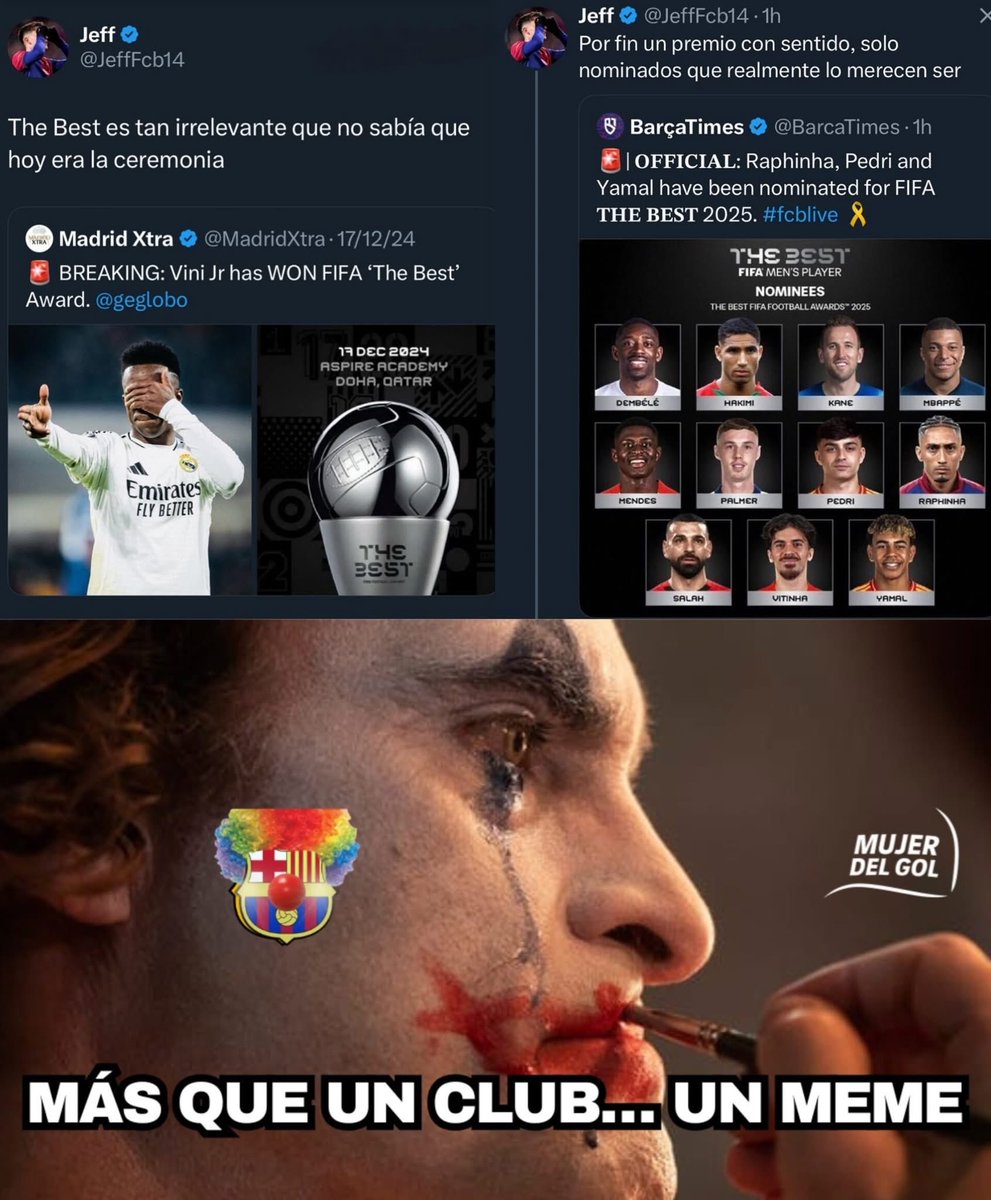 AdanRodriguezR's tweet photo. @JeffFcb14 No que el premio es irrelevante?
Cules imbeciles 🤣🤣🤣 https://t.co/9UVCa8fj5D