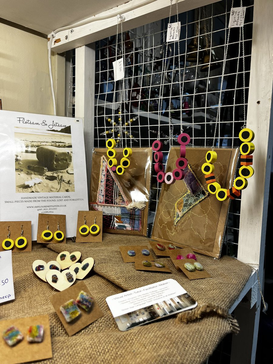 Some new items from #flotsam&amp;Jetsam <a href="/KerseyMill/">Kersey Mill</a> #craft shop. Liquorice Allsort necklaces and dangly earrings. Needle felted spot studs and mini mitten studs and my beautiful felted rings and hand sewn  cards. If interested please pop me a message for bespoke made rings and things
