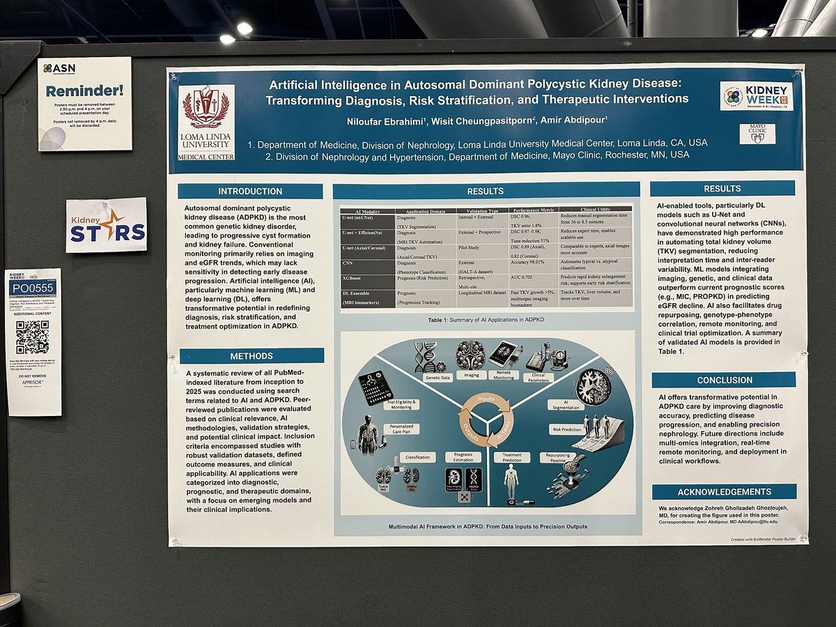 n0r0zha's tweet image. Join us today at poster #555 to discuss AI applications in ADPKD.  #KidneyWk @ASNKidney @wisit661 @rahaai @MayoClinicNeph